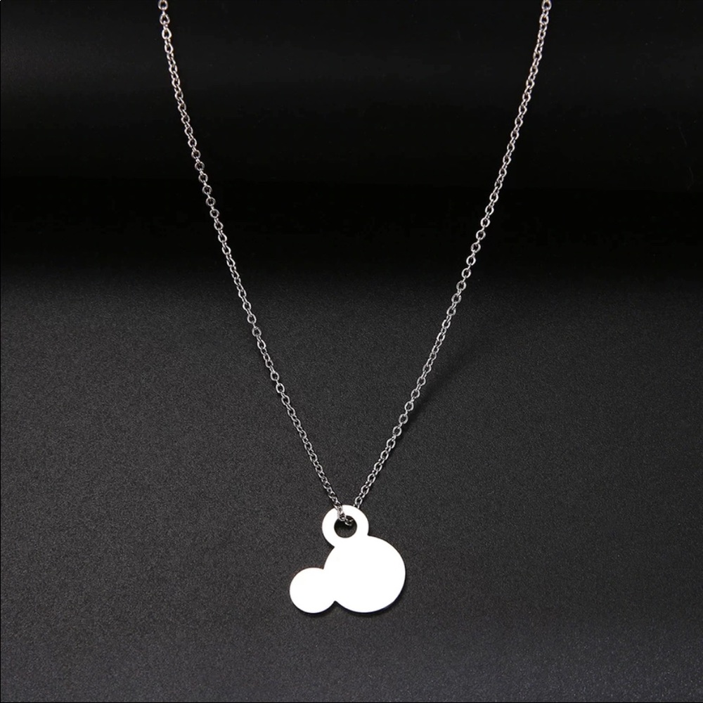 SILVER Minimalist Mickey Stainless Steel Necklace With Gift Box